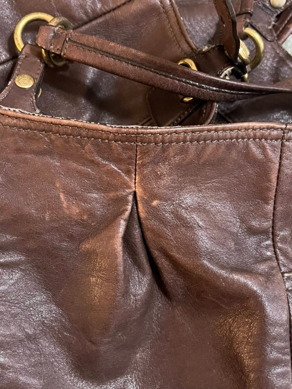 Coach Madison Mia Leather Tote Bag Brown Style Carriage 15740 Shoulder Bag flaws - Picture 13 of 14